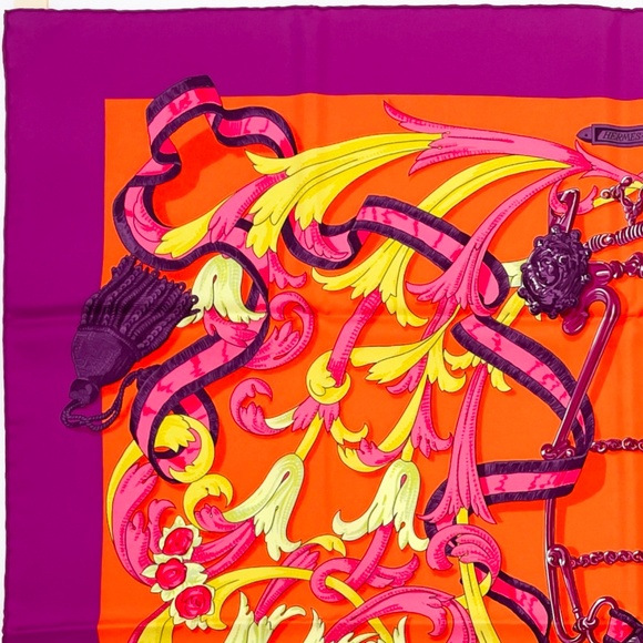 NWT Hermes Scarf "Le Mors à la Conétable" in Orange - Picture 8 of 11
